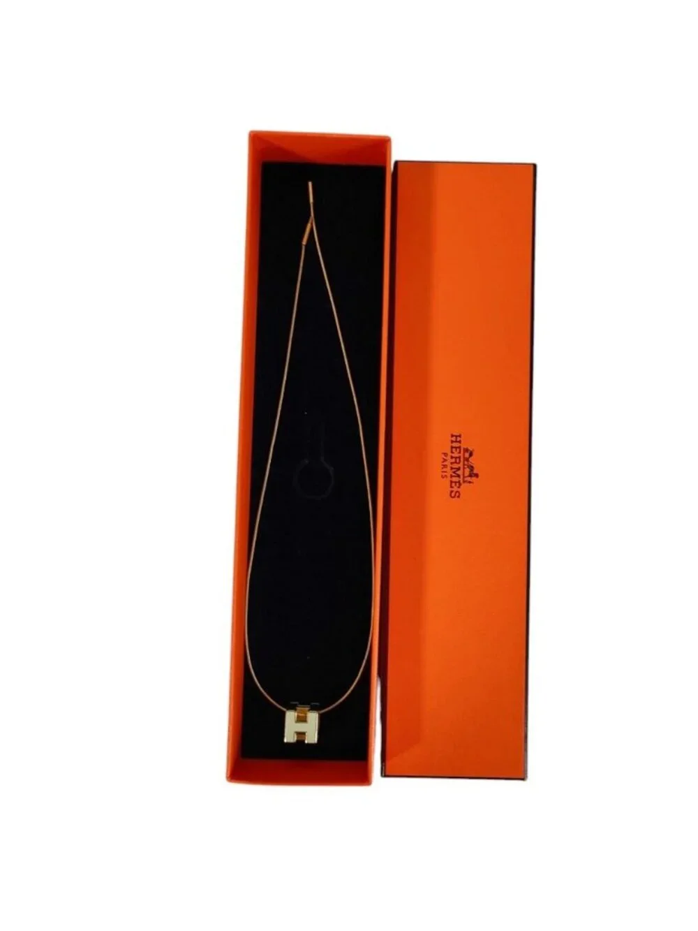 Hermes Cage D'h Cube Chain Necklace Ivory Gold